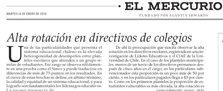 El Mercurio: “Alta rotación en directivos escolares”