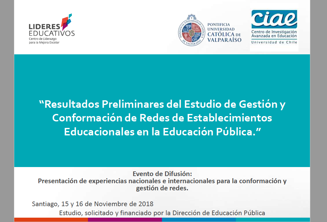 Resultados Preliminares del Estudio de Gestión y Conformación de Redes de Establecimientos Educacionales en la Educación Pública.